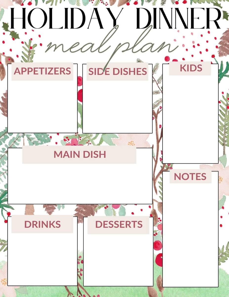 Free Printable Christmas Meal Planner Frugal Mom Eh