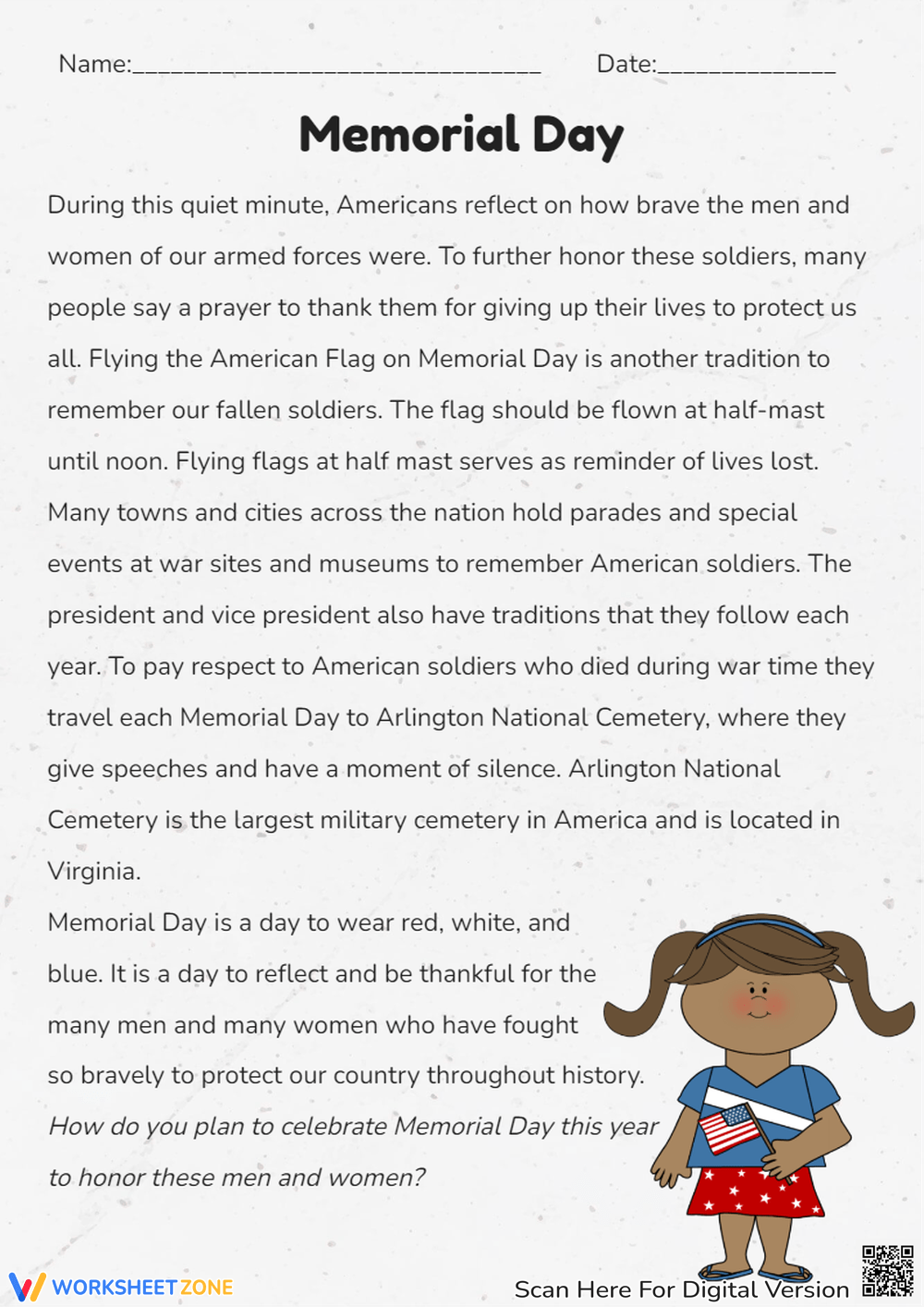 Printable Memorial Day Worksheets Printable Memorial Day Worksheets