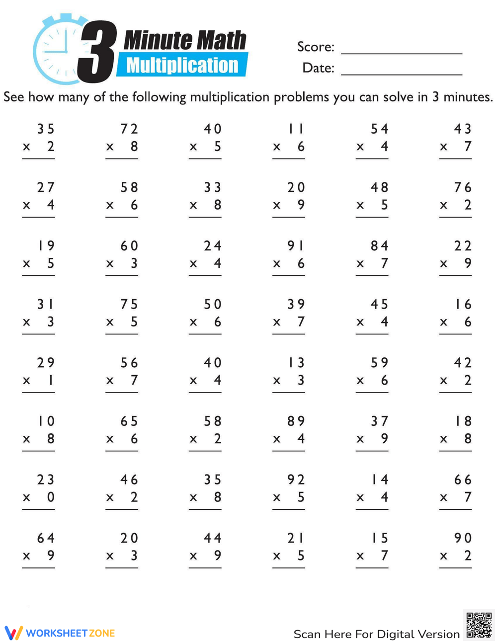 Printable Multi Digit Multiplication Worksheets