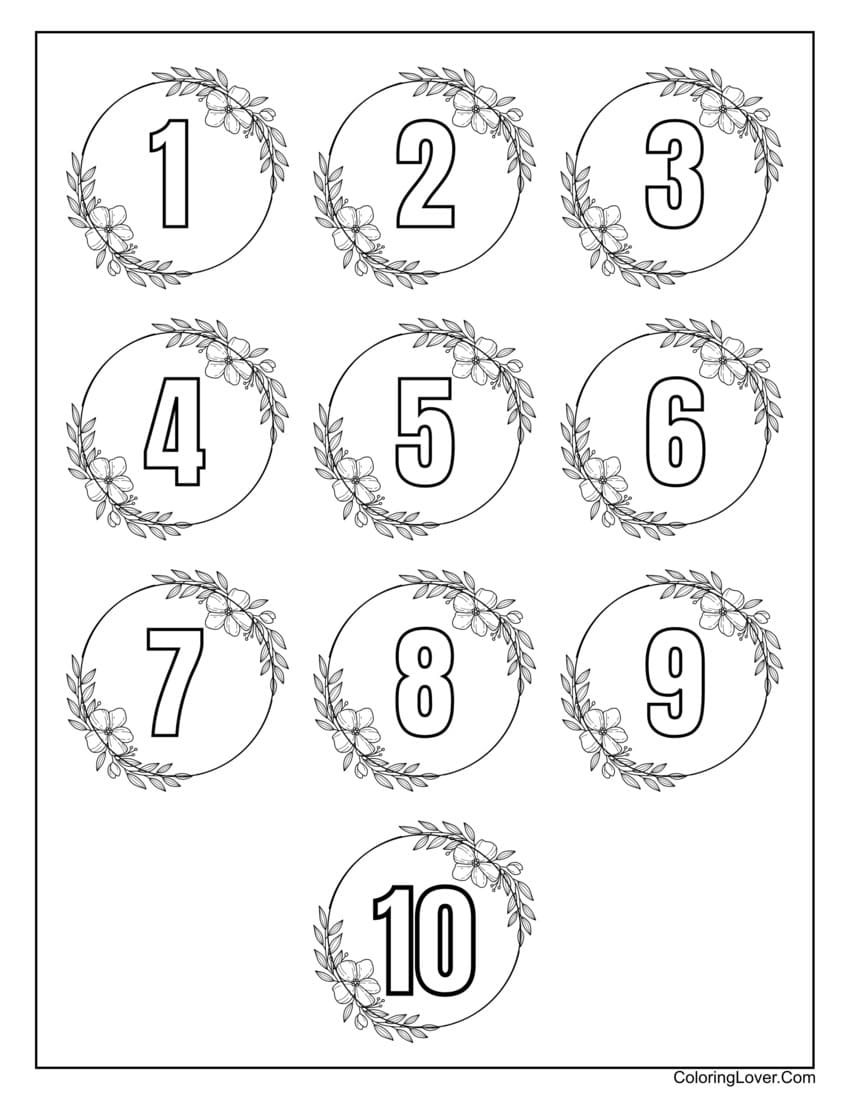 Numbers Coloring Pages Free PDF To Download And Print