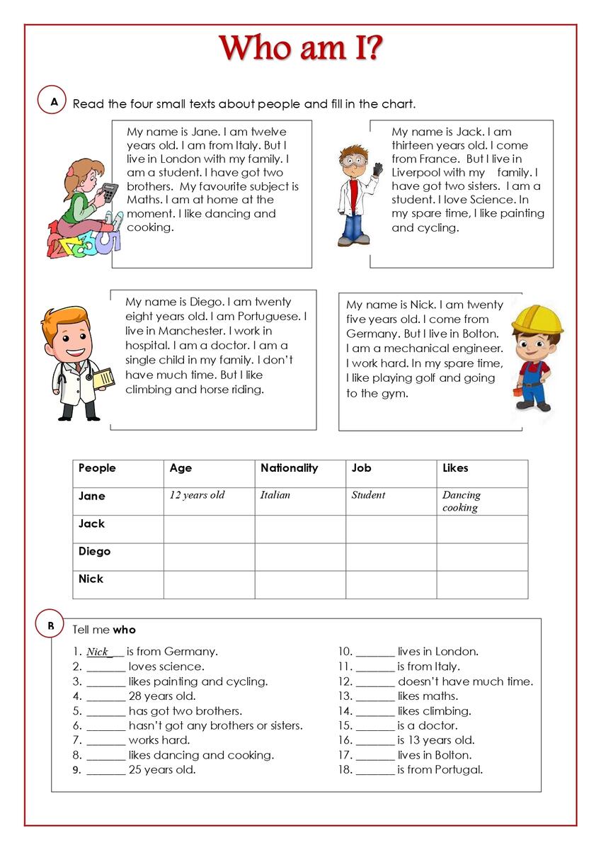 Reading Comprehension ESL World
