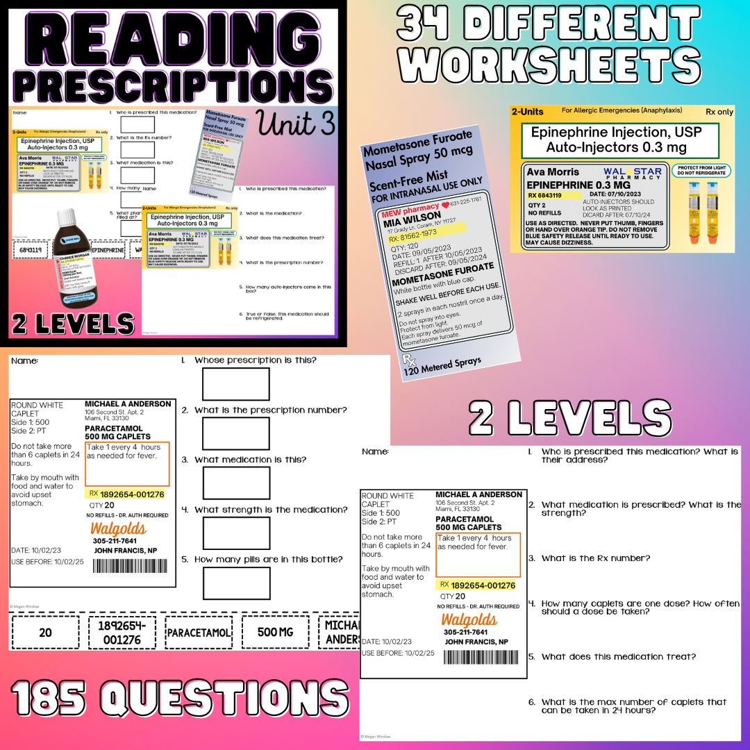 Reading Prescriptions Unit 3 Functional Reading Life Skills Medication Made By Teachers
