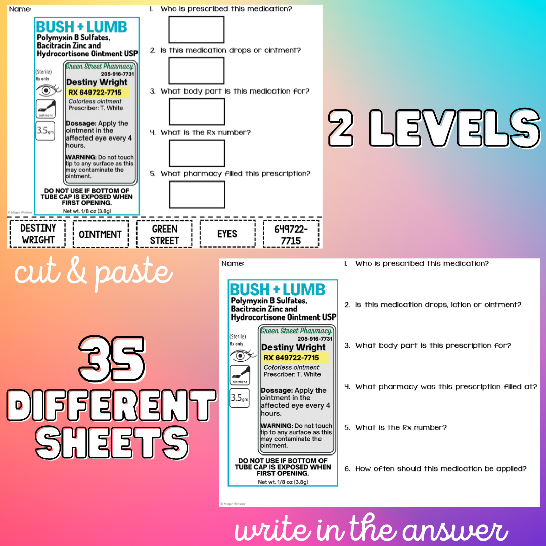 Reading Prescriptions Unit 2 Functional Reading Life Skills Medication Made By Teachers
