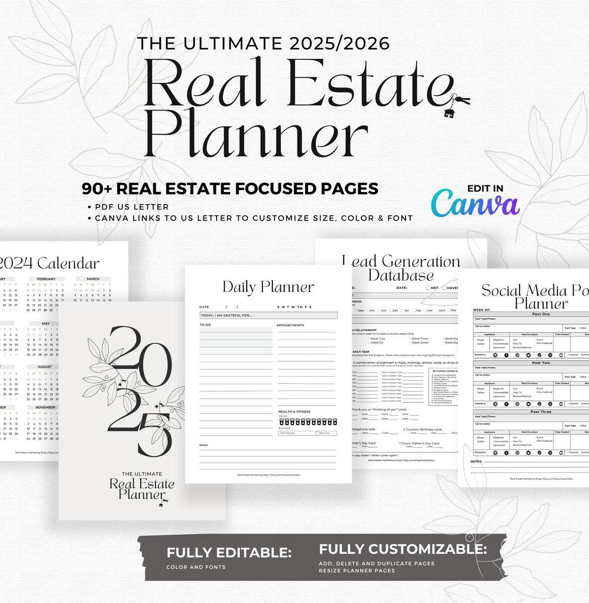 Real Estate Agent Planner Pro Etsy Canada