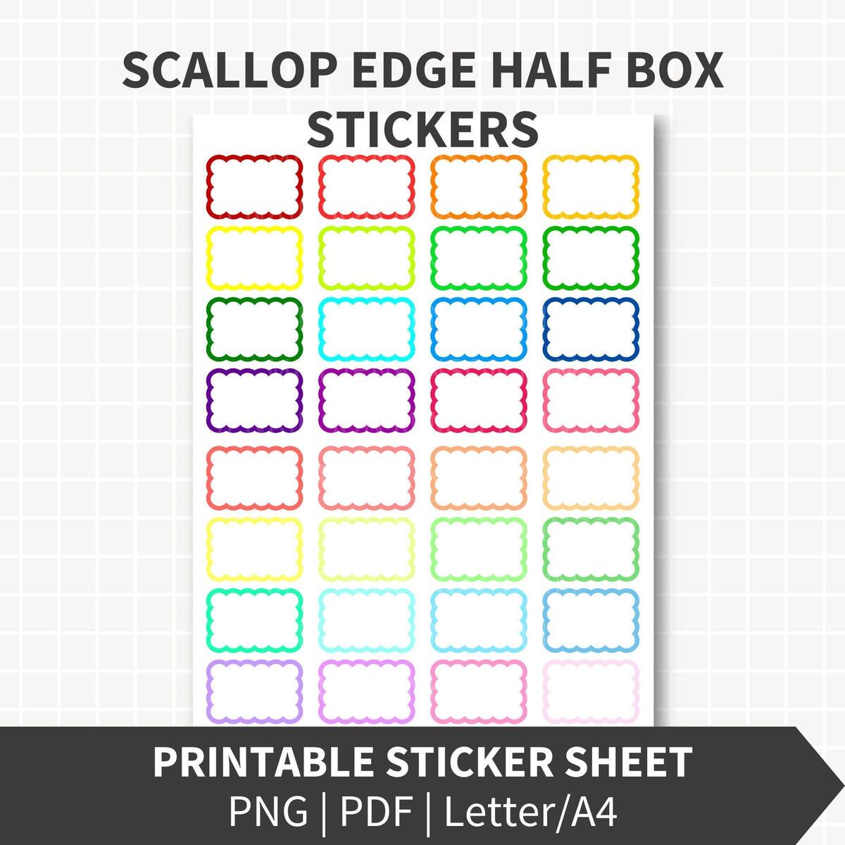SCALLOP Planner Stickers Printable Half Box Labels With Color Borders And White Centers 1x1 5 Inch 32 Colors Instant Download Etsy Israel SCALLOP Planner Stickers Printable Half Box Labels With Color Borders And White Centers 1x1 5 Inch 32 Colors Instant Download Etsy Israel