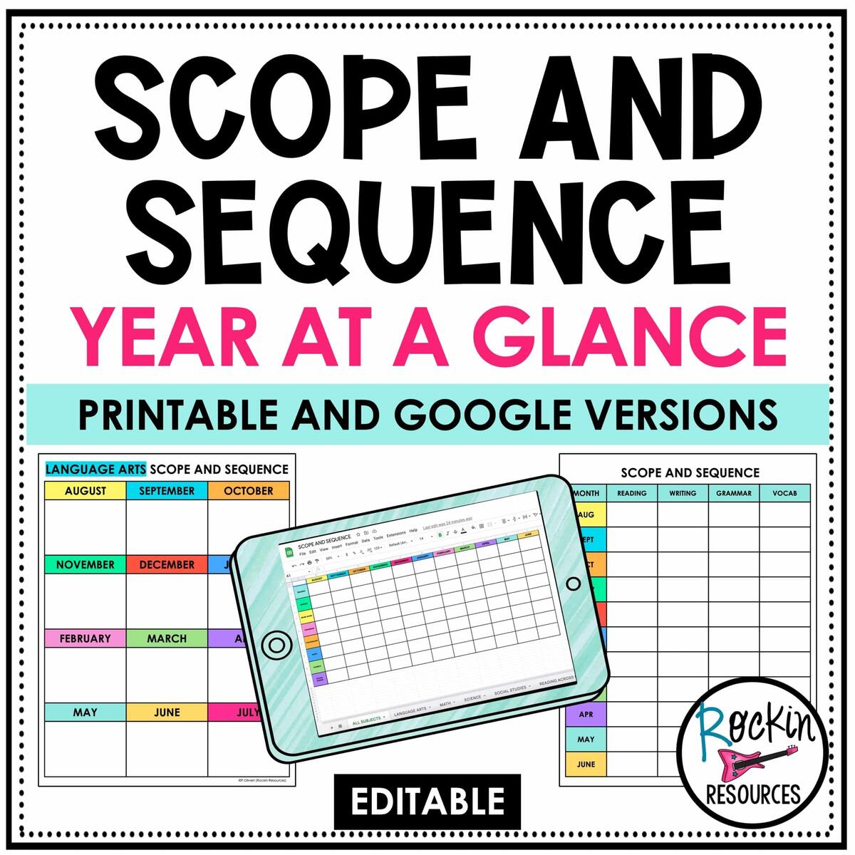 Scope And Sequence Templates Lesson Plan Templates Pacing Guide Templates Rockin Resources