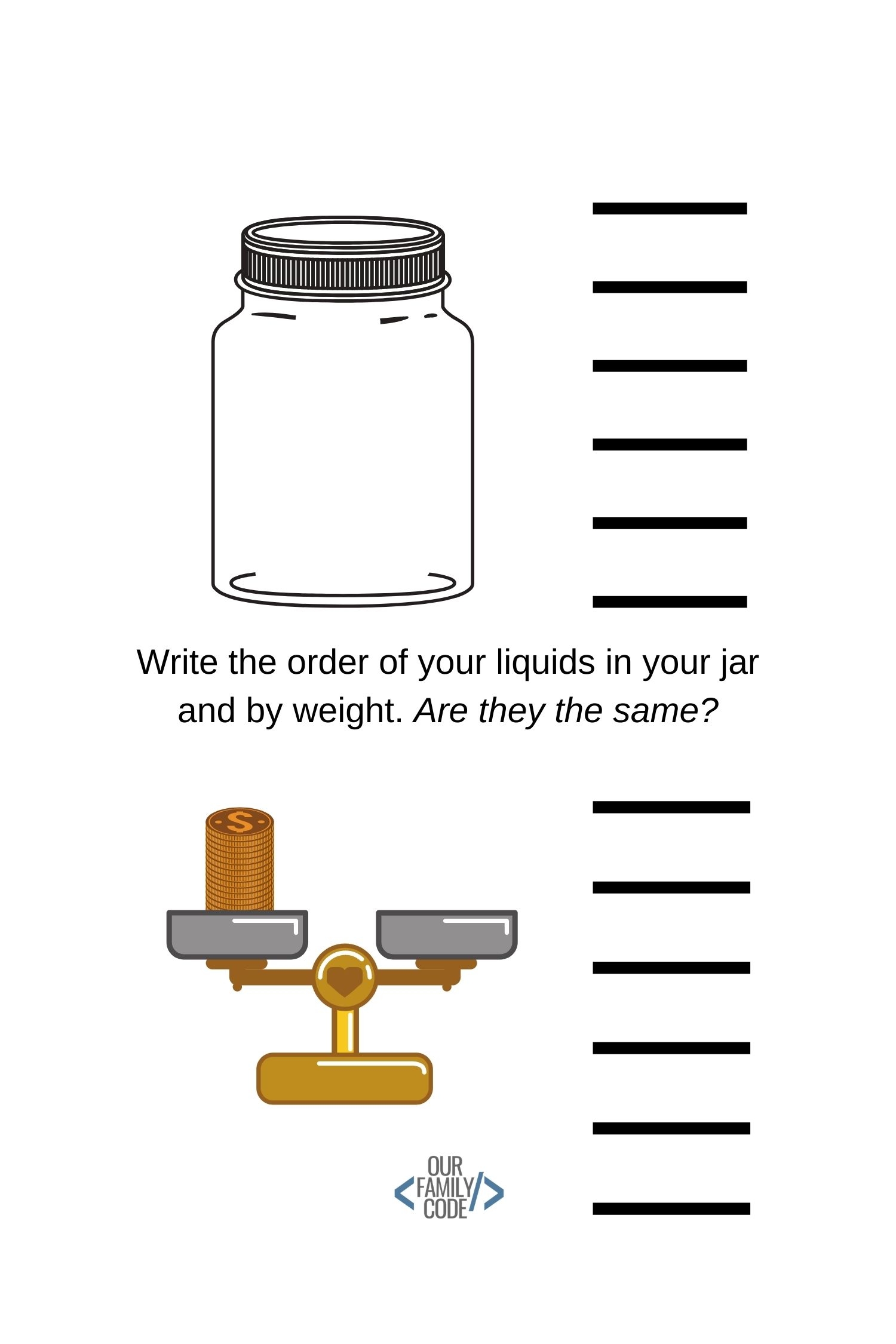 Sensory Bottle Science Density STEAM Activity Our Family Code