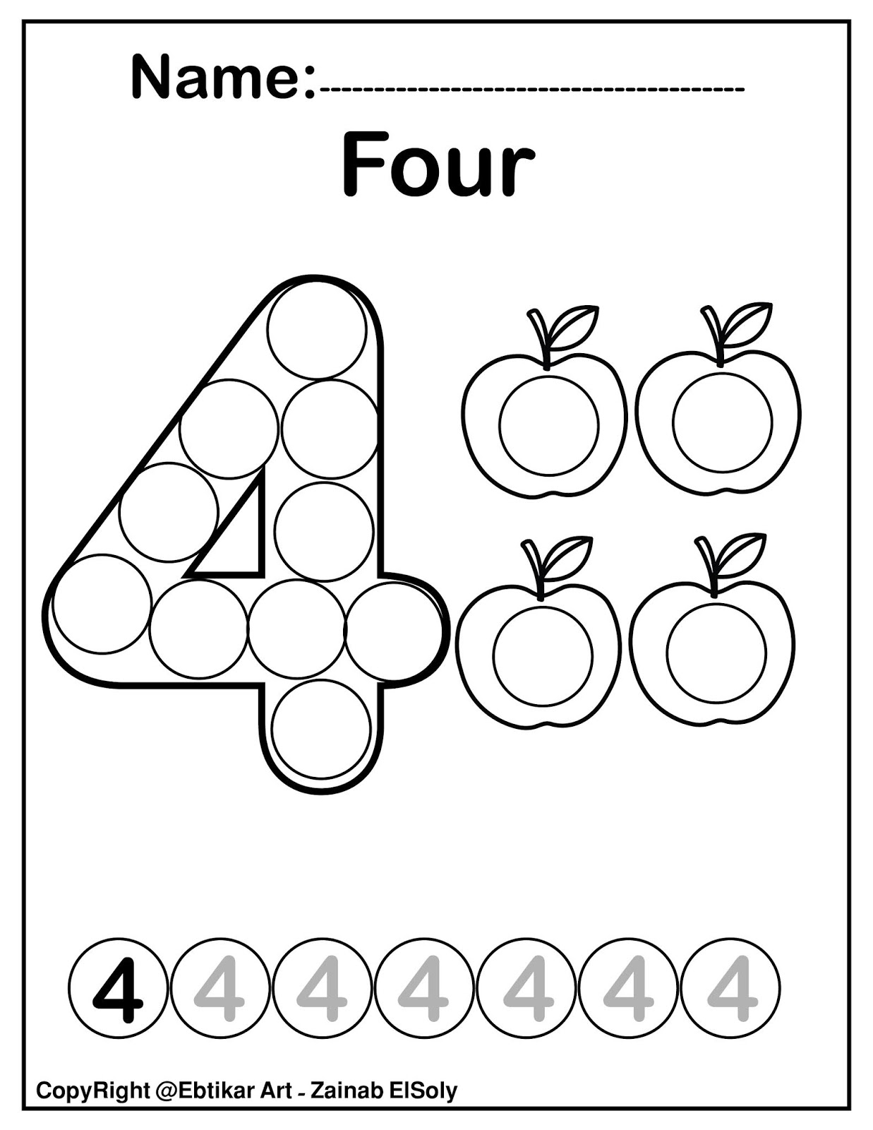 Set Of 123 Numbers Count Apples Dot Marker Activity Coloring Pages For Kids