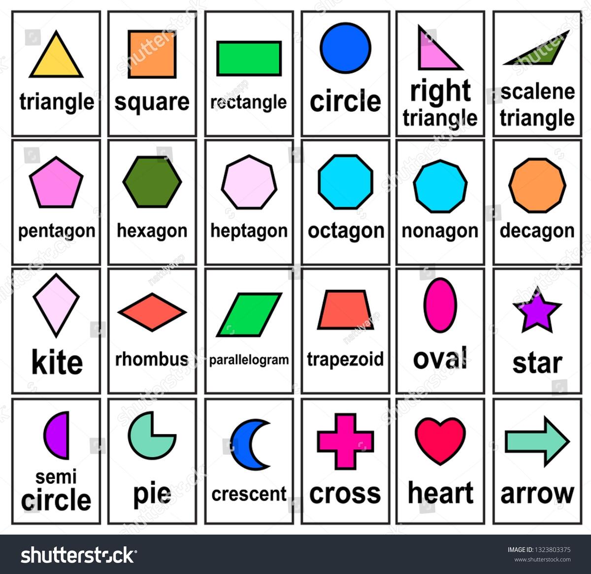 Shape Flash Cards 2d Shape Flashcards Stock Vector Royalty Free 1323803375 Shutterstock