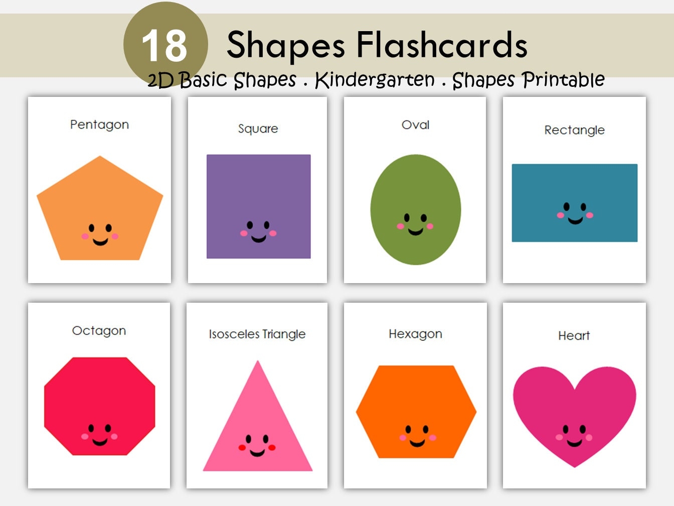 Shape Flashcards For Kindergarten Preschool Printable 2D Basic Shapes Geometric Shapes Flash Cards Educational Etsy