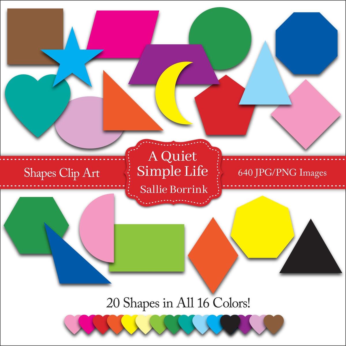 Shapes Clip Art 16 Colors 20 Shapes Etsy Shapes Clip Art 16 Colors 20 Shapes Etsy