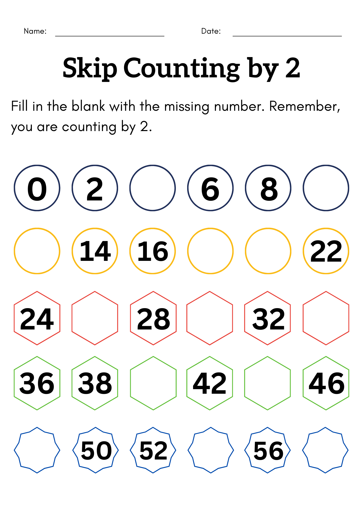 Skip Counting By 2 0 To 100 Kindergarten Skip Counting By 2 Worksheets Made By Teachers