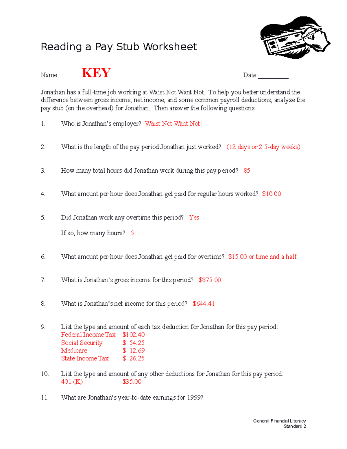 ST 2 Pay Stub Analysis Worksheet KEY Understanding Earnings Deductions Studocu
