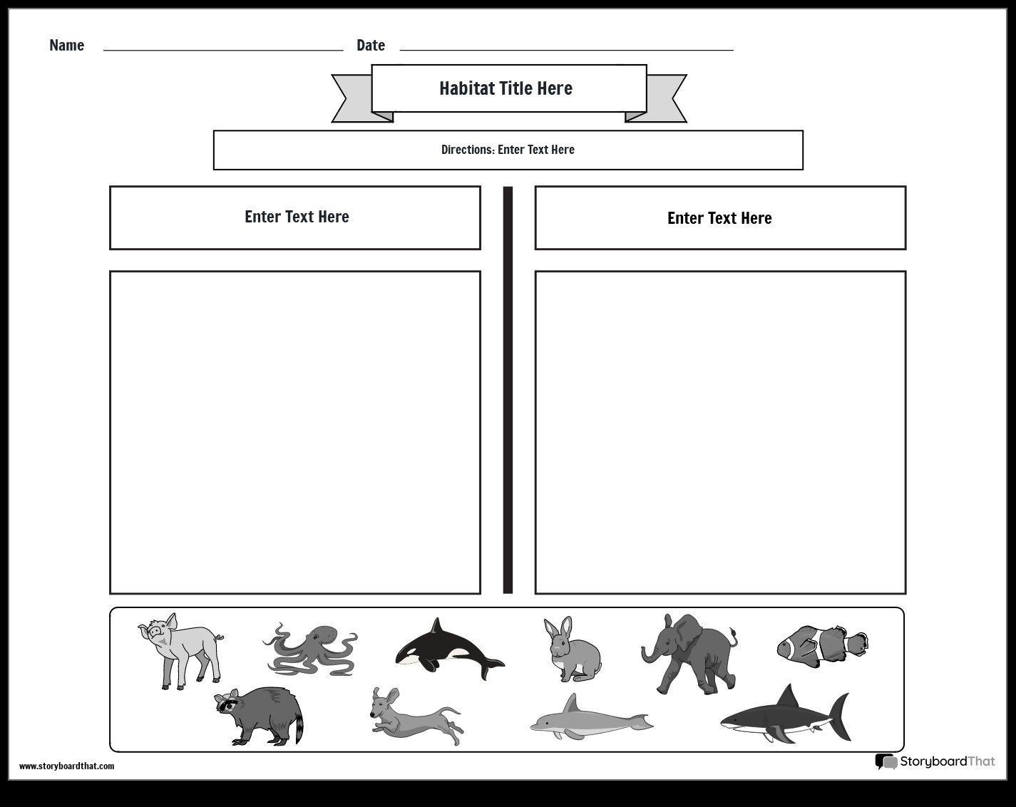 Storyboard That Free Animal Habitat Worksheets