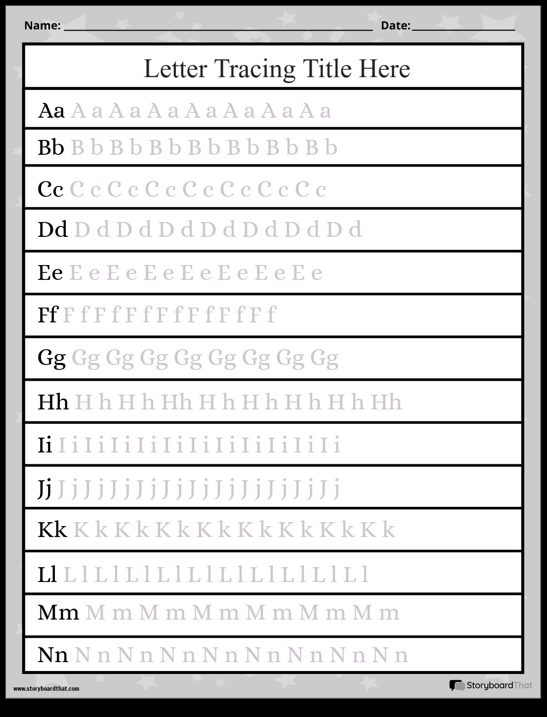 Storyboard That Free Letter Tracing Worksheet Maker