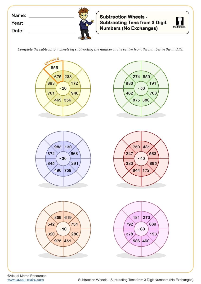 3 Digit Subtraction Missing Numbers Worksheets Find The Minuend Subtrahend Or Difference Math Teaching Resources
