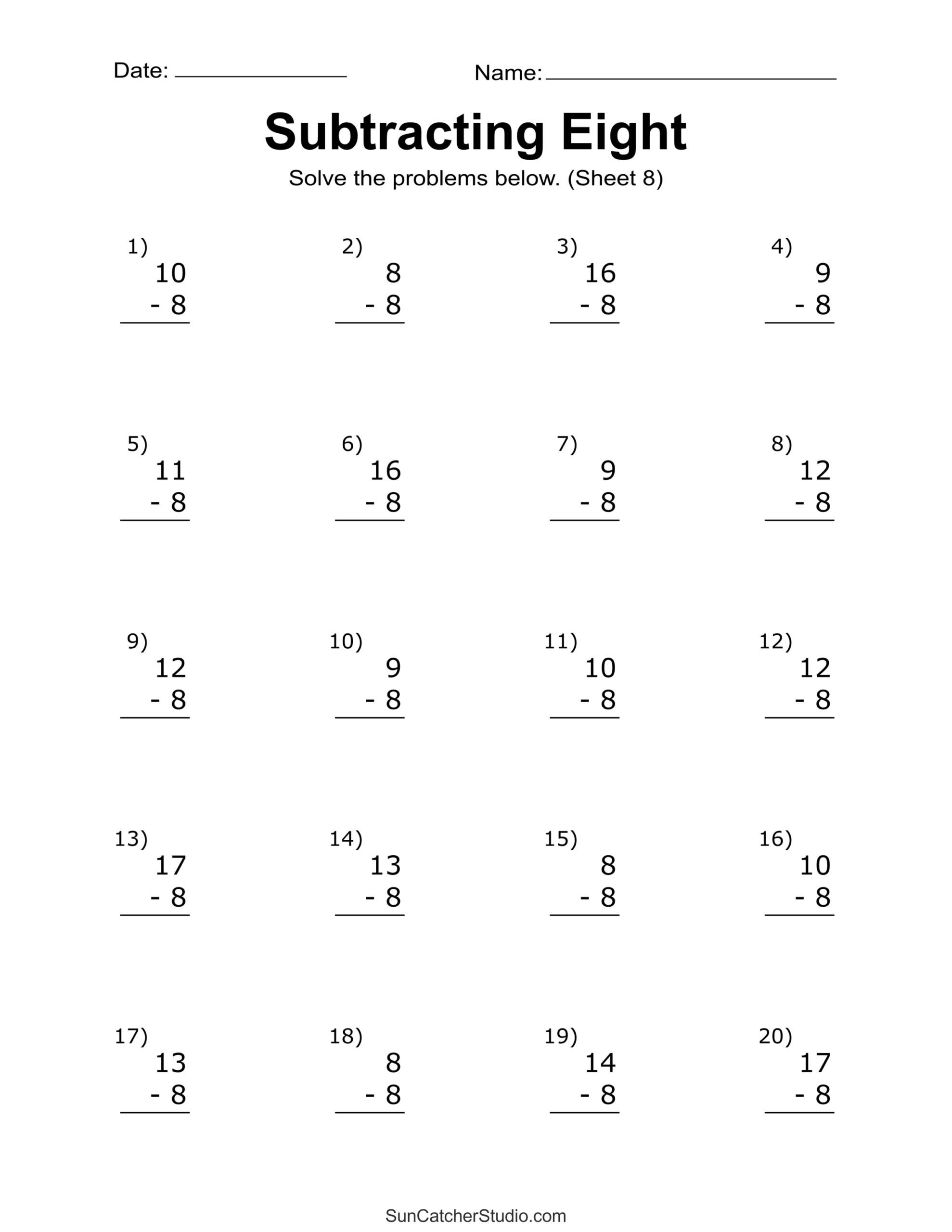 Subtraction Worksheets Free Printable Math Drills Free Printables Lettering SVG Files Tools Apps First Grade Subtraction Worksheet