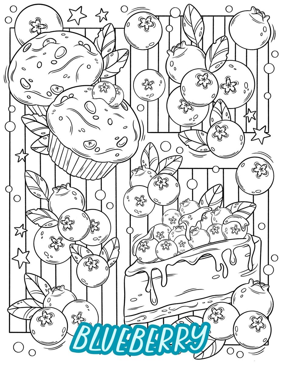 Sweet Treat Coloring Pages Cute Adult Coloring Book Kawaii Fruit Coloring Pages Cute Coloring Pages Digital Download Etsy