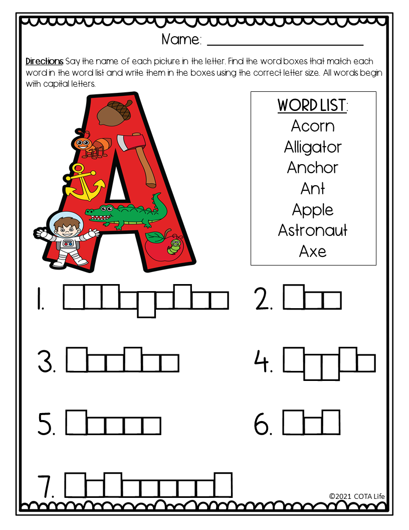 Tall Small And Fall Letters A To Z Size Handwriting SET TWO The OT Toolbox