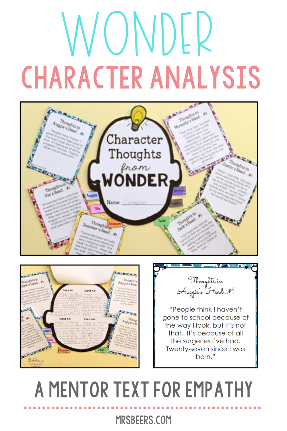 Teaching Character Analysis And Empathy With This Wonder Novel Unit Resource Wonder Novel Study Unit Made By Teachers