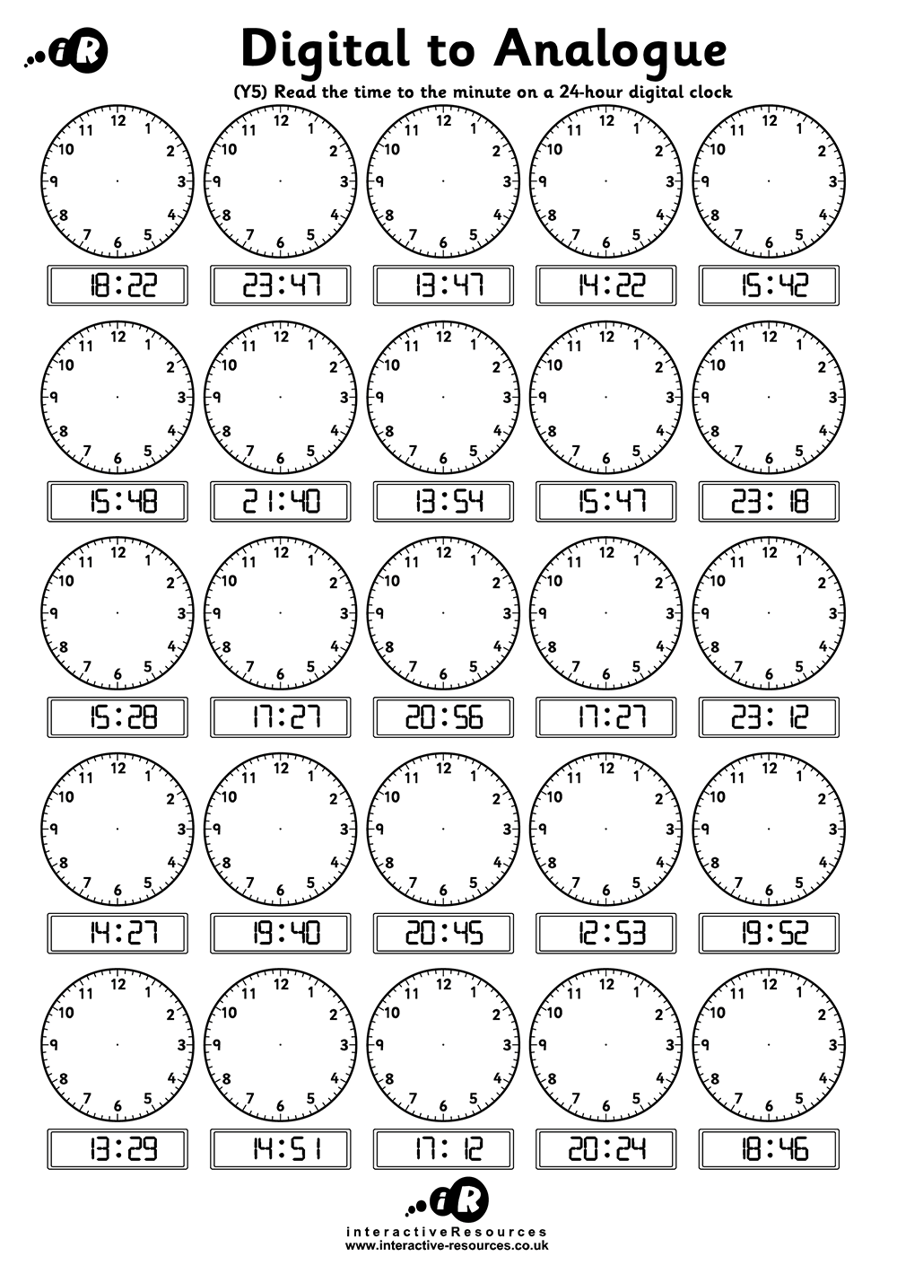 Teaching Time Free Telling Time Worksheets