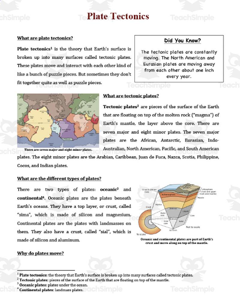 Tectonic Plates Digital Science Reading Article Grades 5 7 By Teach Simple Tectonic Plates Digital Science Reading Article Grades 5 7 By Teach Simple