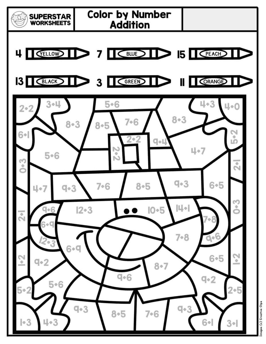 Thanksgiving Color By Number Superstar Worksheets