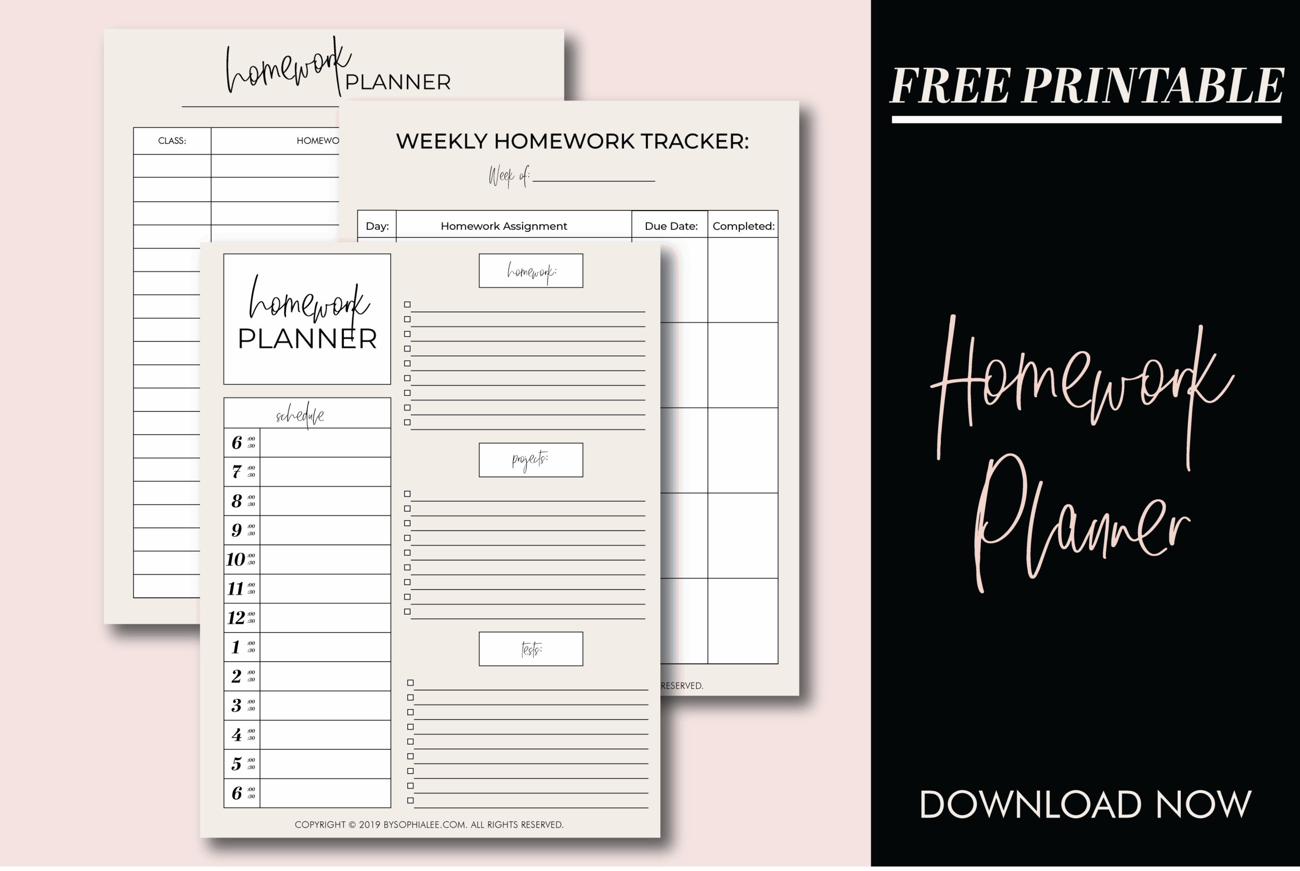 The BEST Homework Planner Every Student Needs FREE PRINTABLE By Sophia Lee