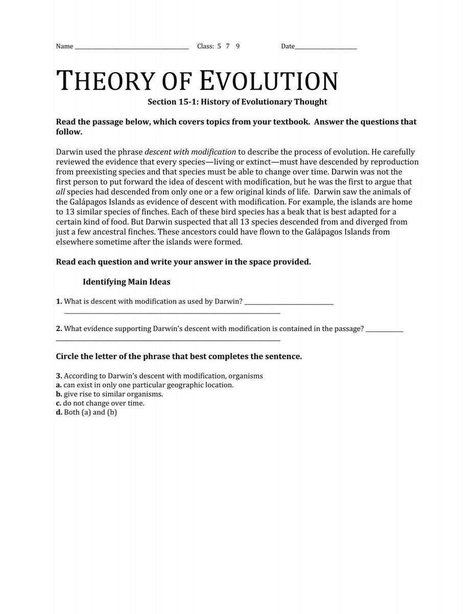 THEORY OF EVOLUTION