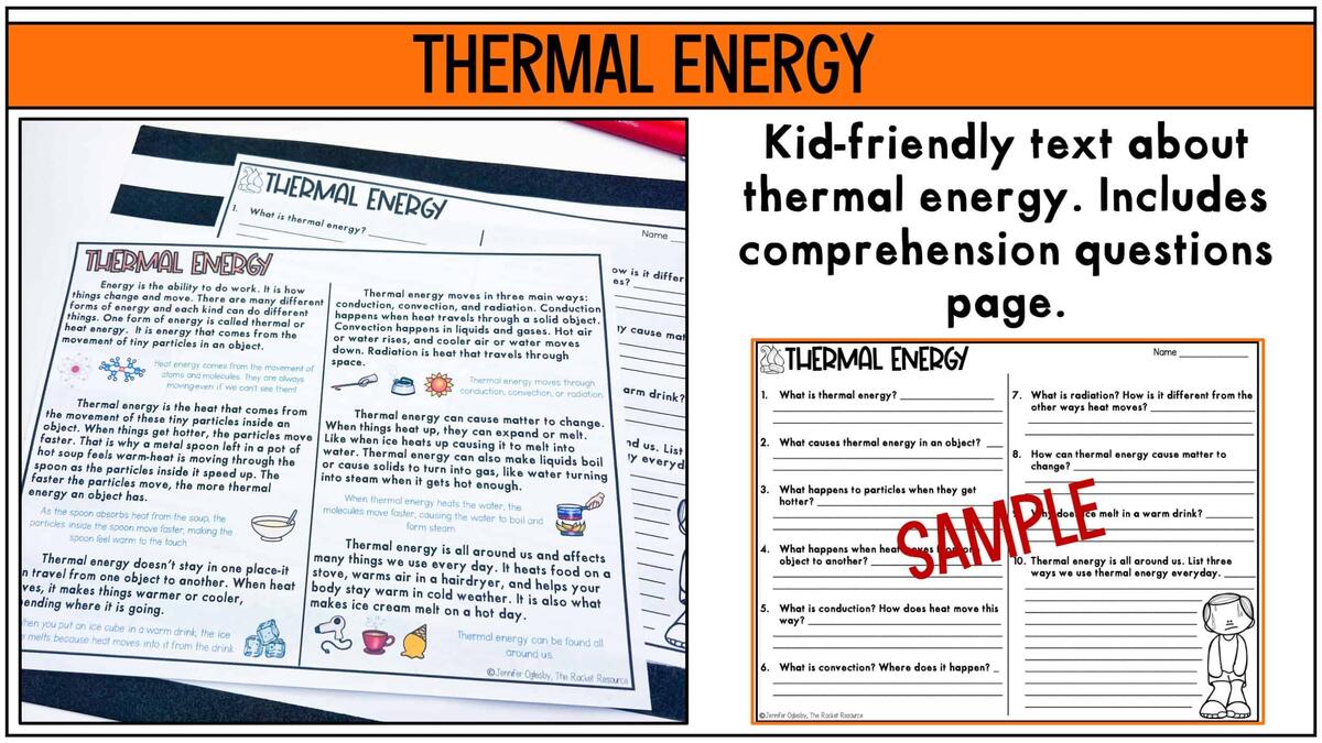 Thermal Energy Forms Of Energy Worksheet Heat Transfer Conductor Insulator The Rocket Resource