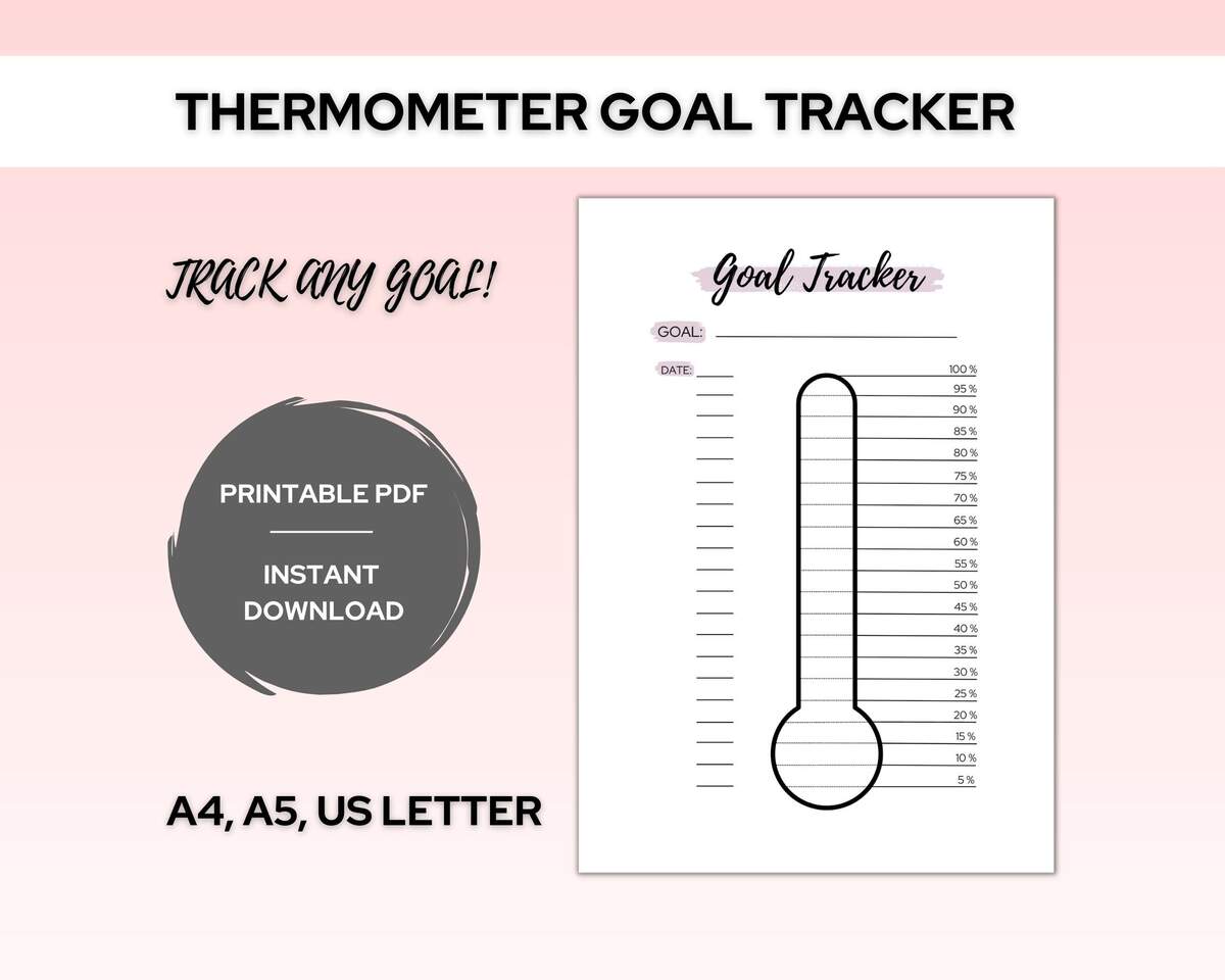 Thermometer Goal Tracker Svg Etsy