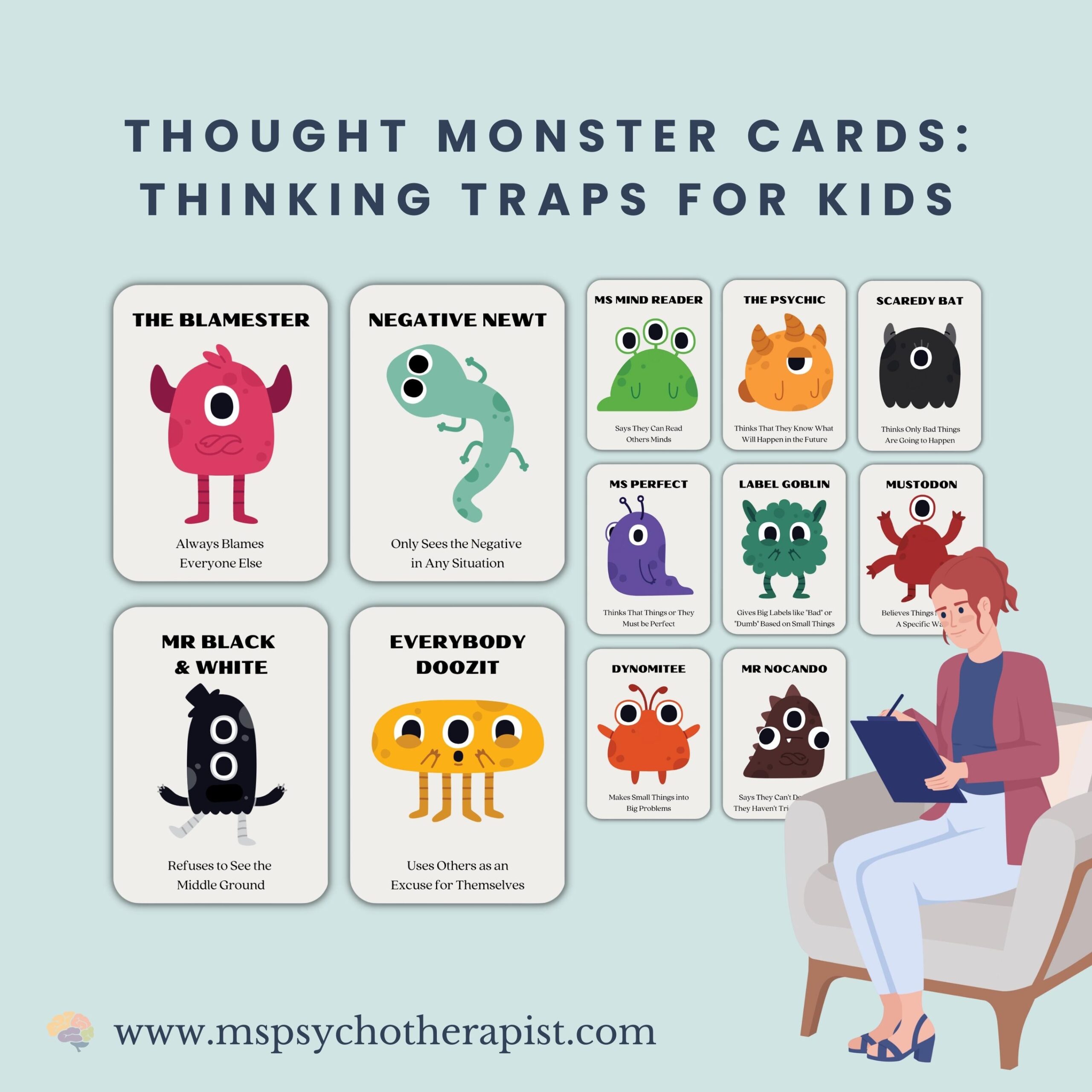 Thought Monster Cards Kids Thinking Traps Communication Tool PDF Etsy