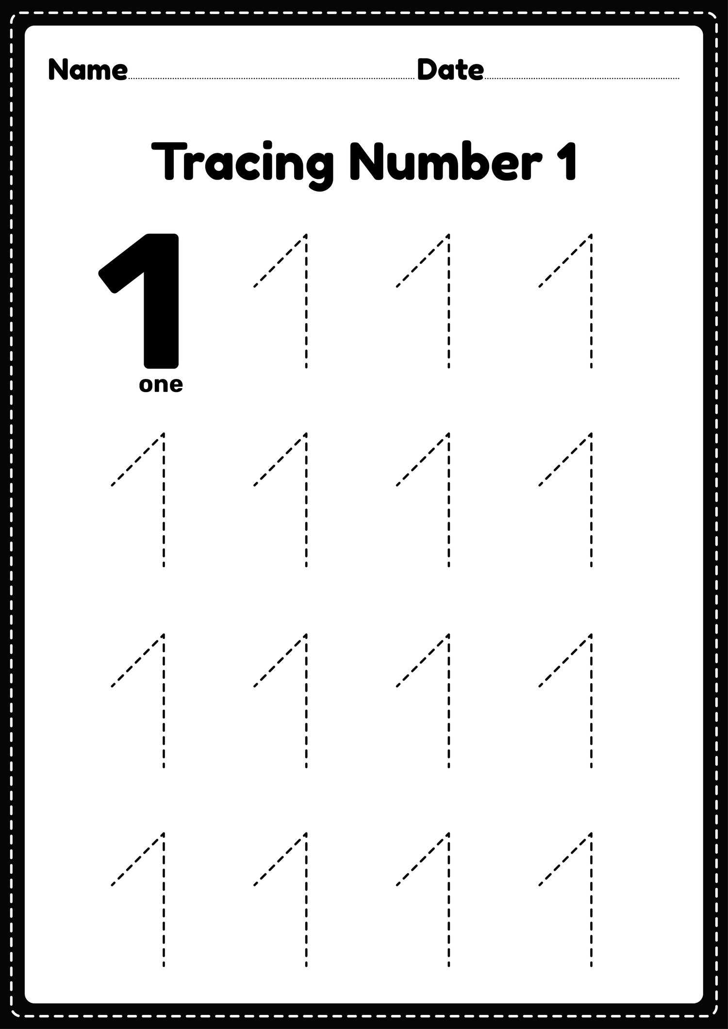 Tracing Number 1 Worksheets For Kids Payhip Worksheet For Tracing Number 1 Free Printable KidsNex