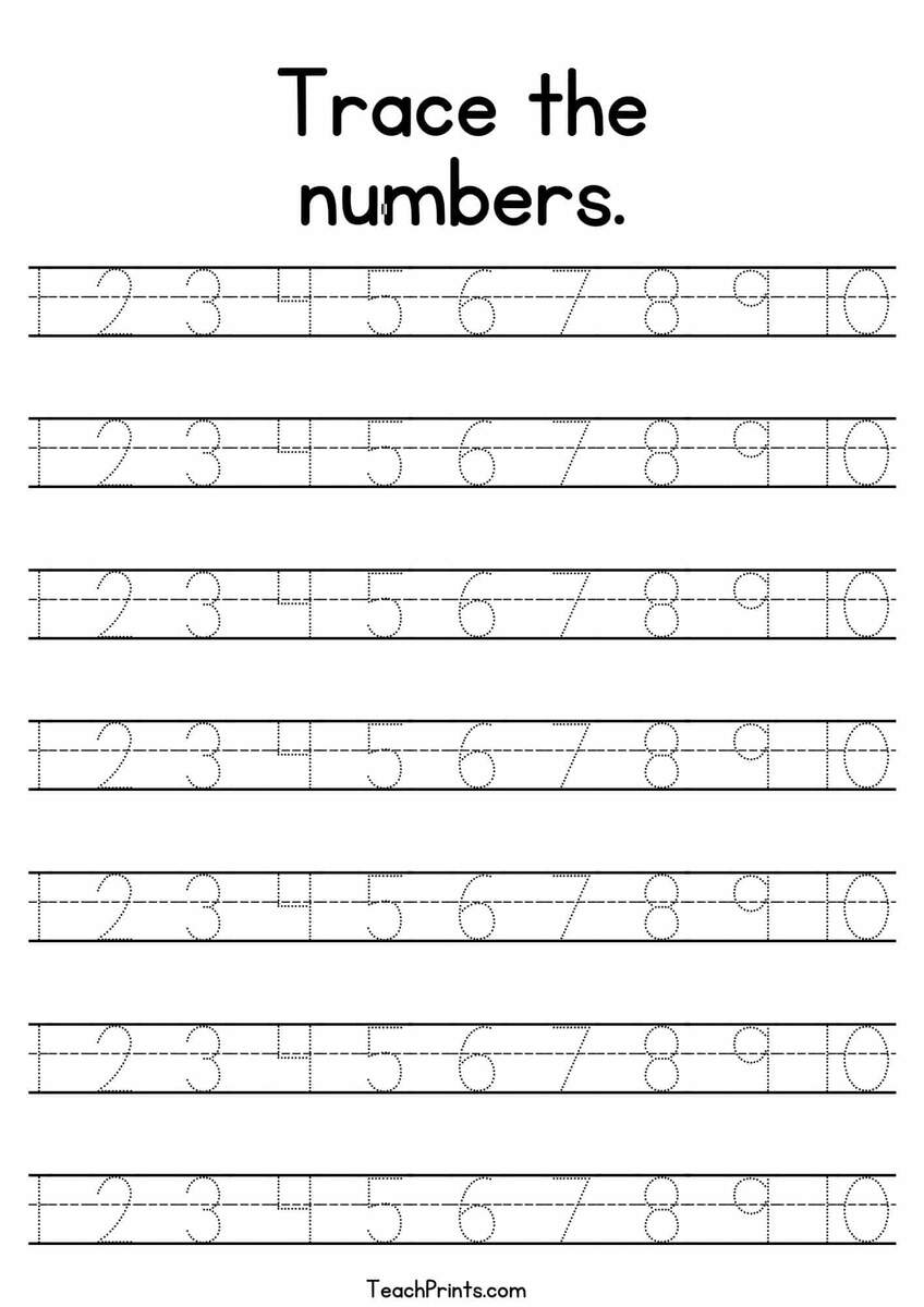 Tracing Numbers 1 10 Worksheets Free Printable Pdfs Teach Prints