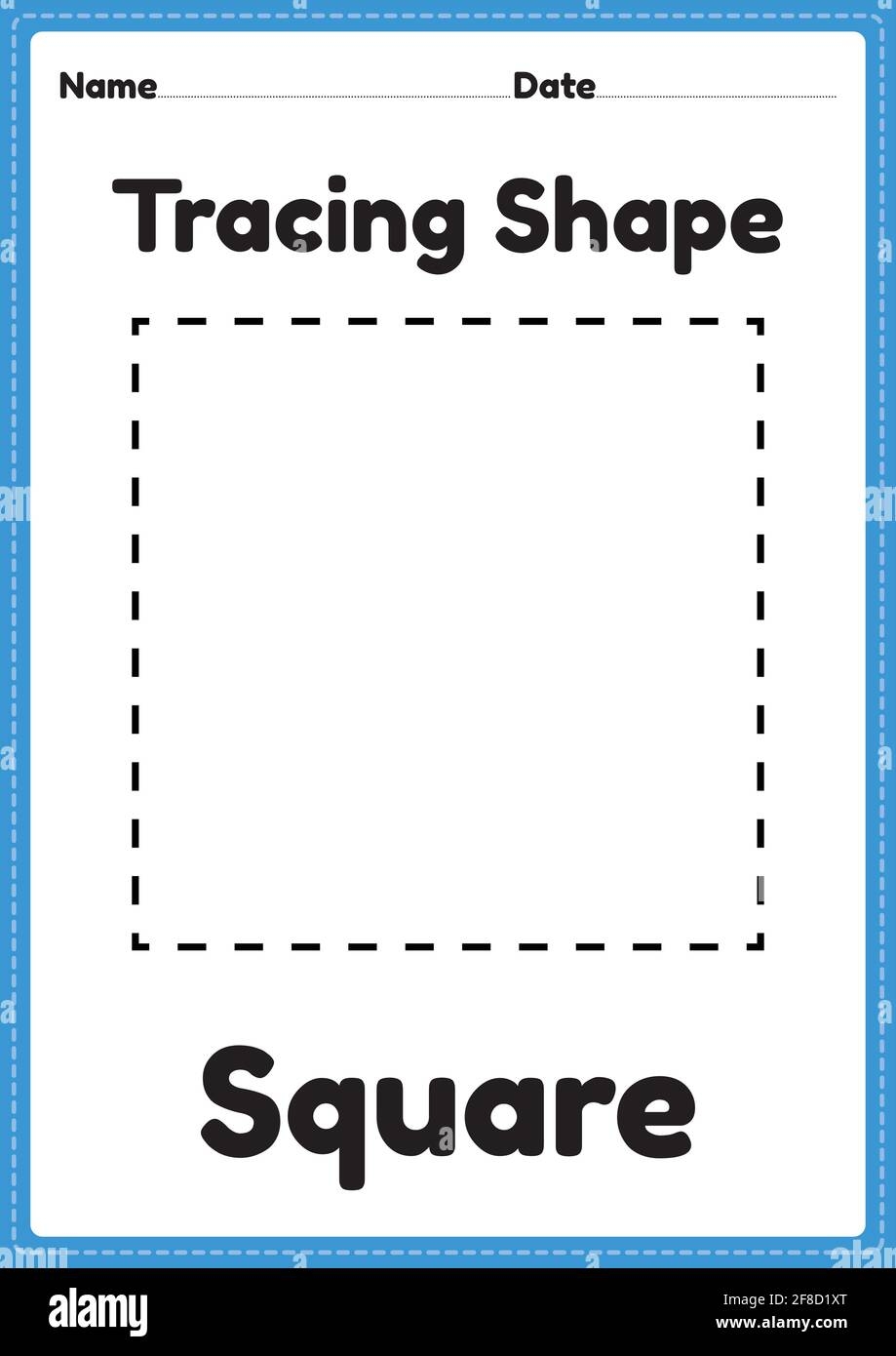 Tracing Square Shapes Worksheet For Kindergarten And Preschool Kids For Educational Activities In A Printable Illustration Stock Vector Image Art Alamy