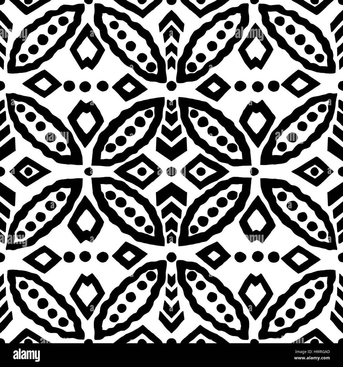 Traditional Block Printed Geometric Ornament Handmade Russian Motif With Circular And Rhomboid Shapes Black On White Background Textile Print Stock Vector Image Art Alamy