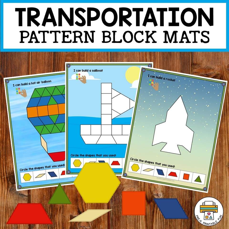 Transportation Pattern Block Mats Pre K Printable Fun Transportation Pattern Block Mats Pre K Printable Fun