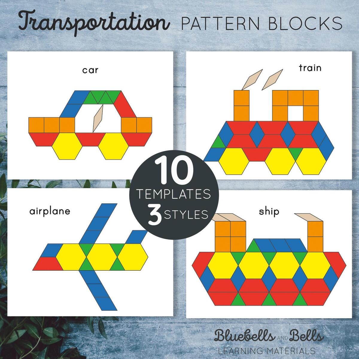Transportation Pattern Blocks Templates Preschool And Kindergarten Printable Shape Matching Activity Etsy Israel