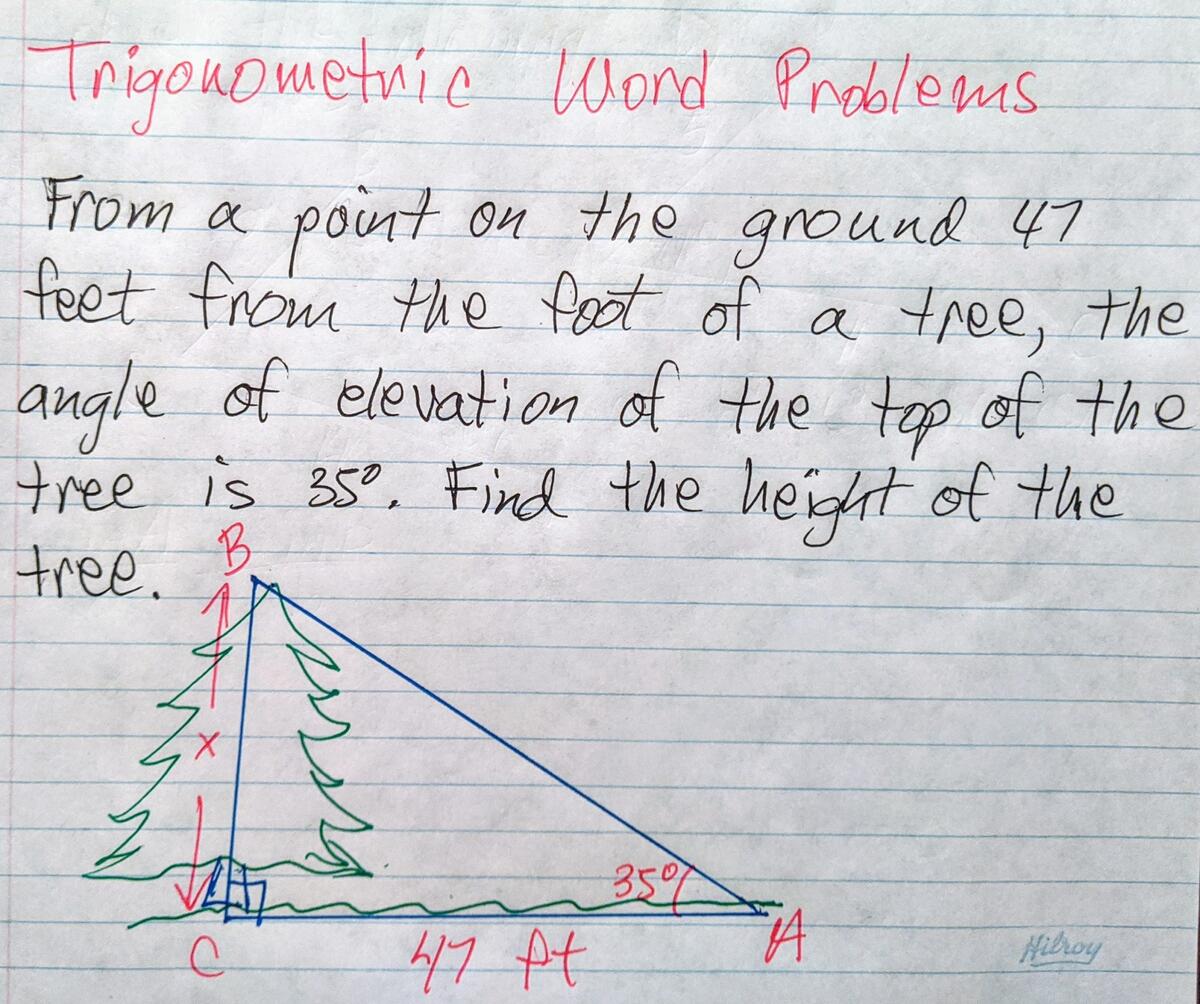 Trigonometric Word Problems Math Worksheets Math Videos Worksheets Library