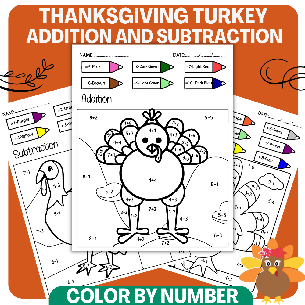 Thanksgiving Color By Number Superstar Worksheets
