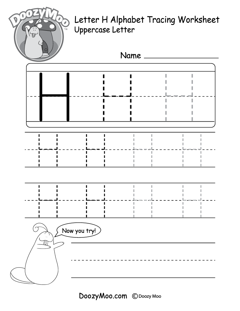 Free Letter H Tracing Worksheet Printable Mermaid Themed Sly Spoon