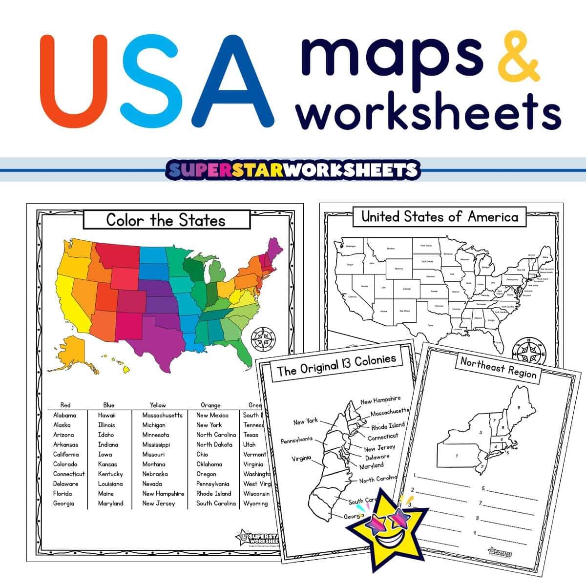 USA Map Worksheets Free Printables Superstar Worksheets California Activity Pack State Symbols Trivia And Word Search Printable PDF Etsy