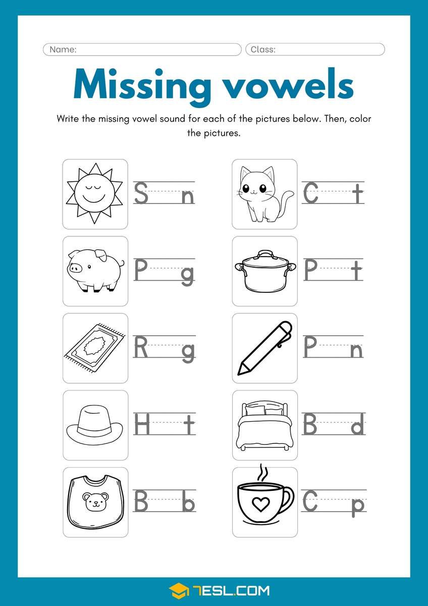 Vowels Worksheets For Early Readers And Little Learners 7ESL