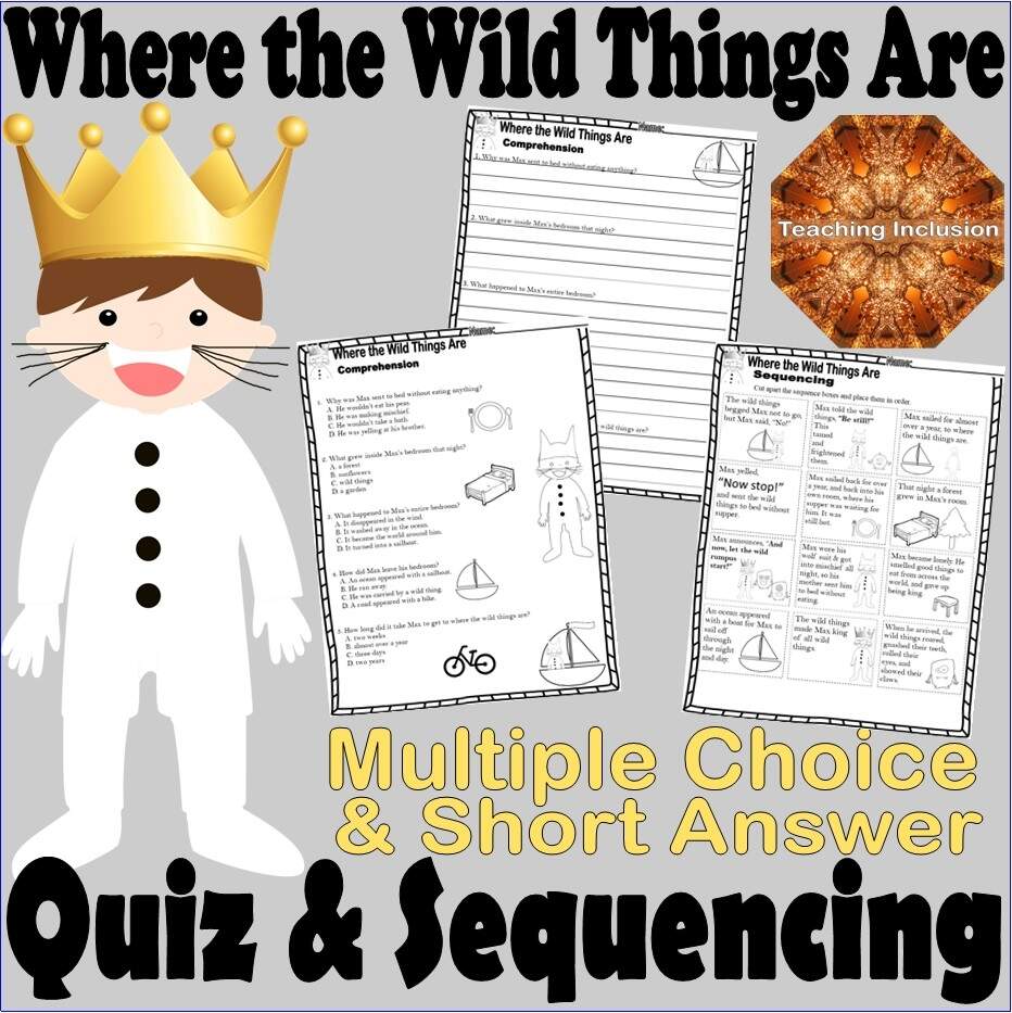 Where The Wild Things Are Book Companion Reading Comprehension ELA Math Worksheets Made By Teachers
