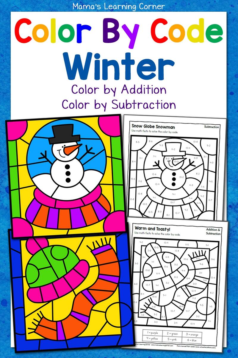 Winter Color By Addition And Subtraction Worksheets Mamas Learning Corner Winter Color By Addition And Subtraction Worksheets Mamas Learning Corner