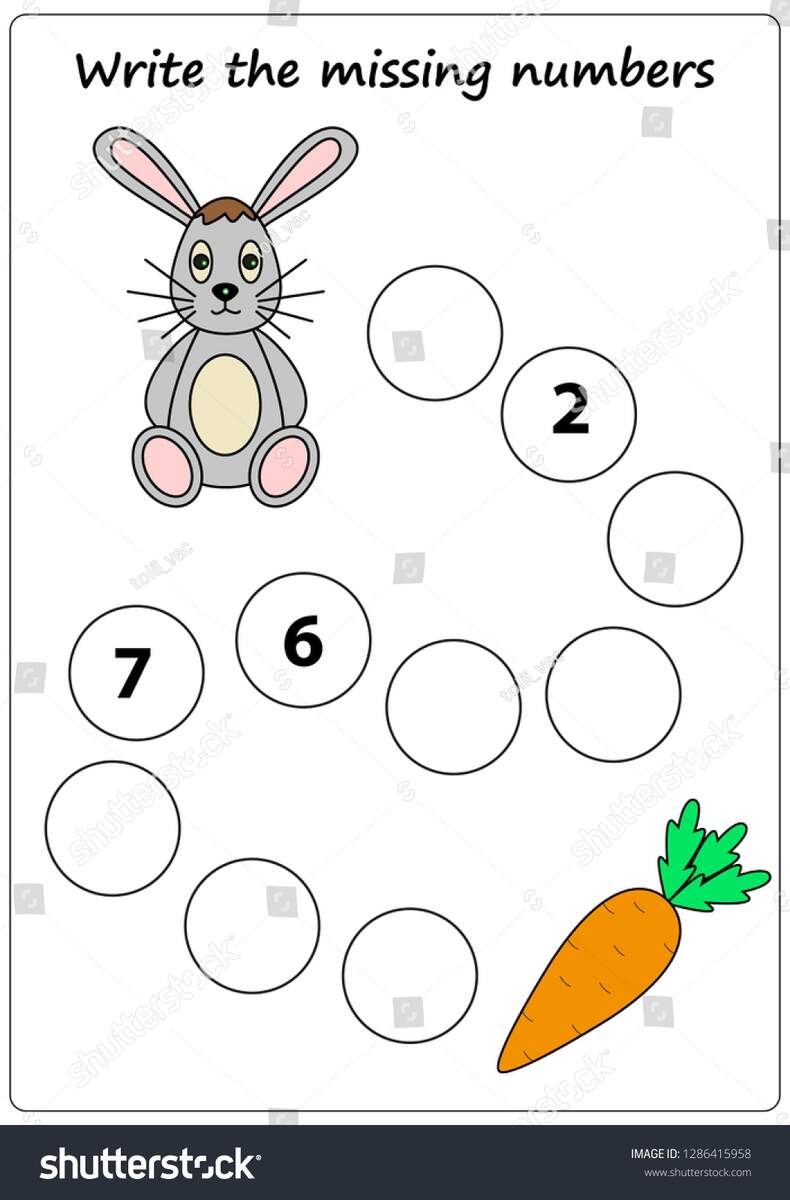 Worksheet Write Missing Numbers Mathematics Task Stock Vector Royalty Free 1286415958 Shutterstock