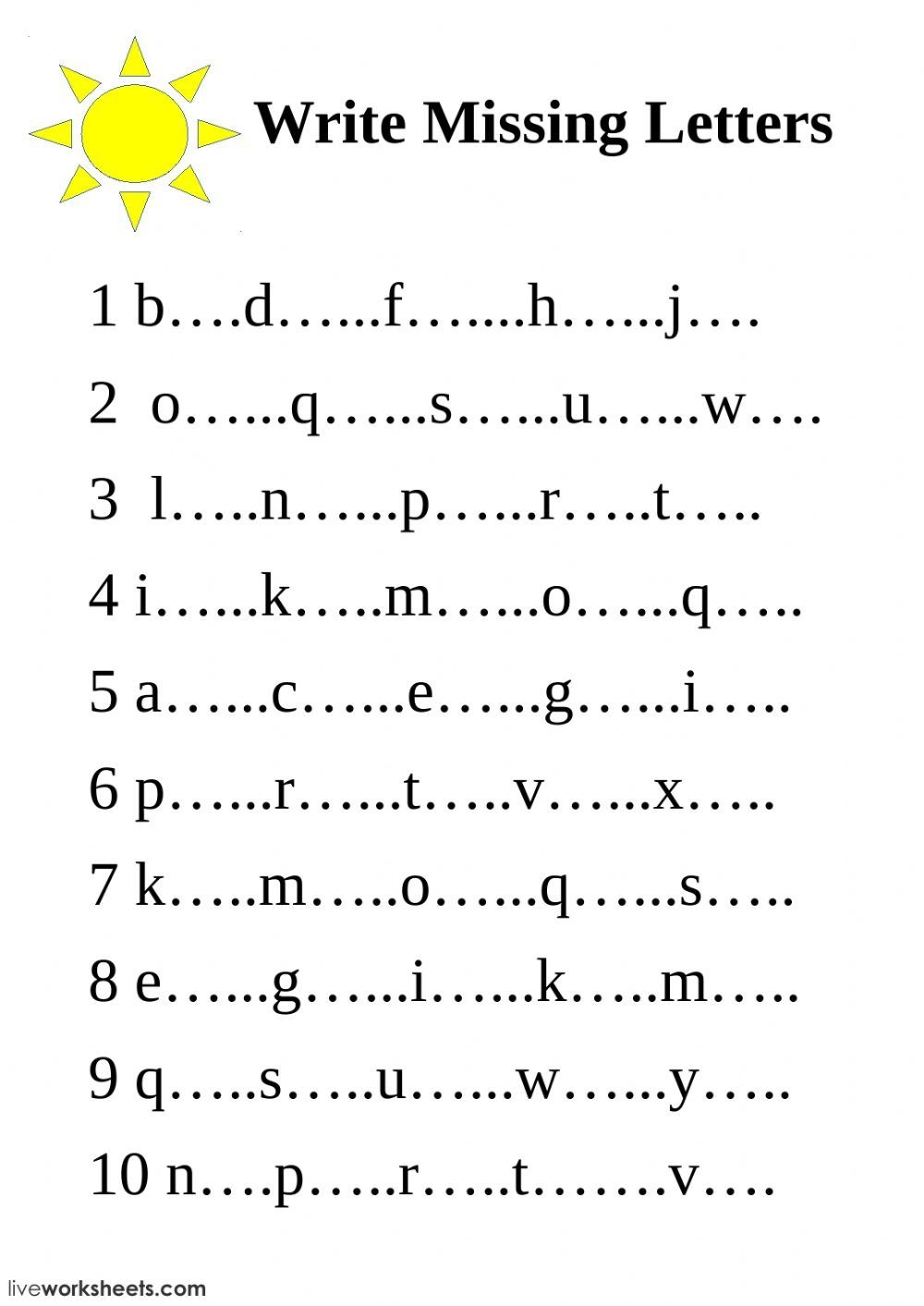 Write Missing Letters Worksheet