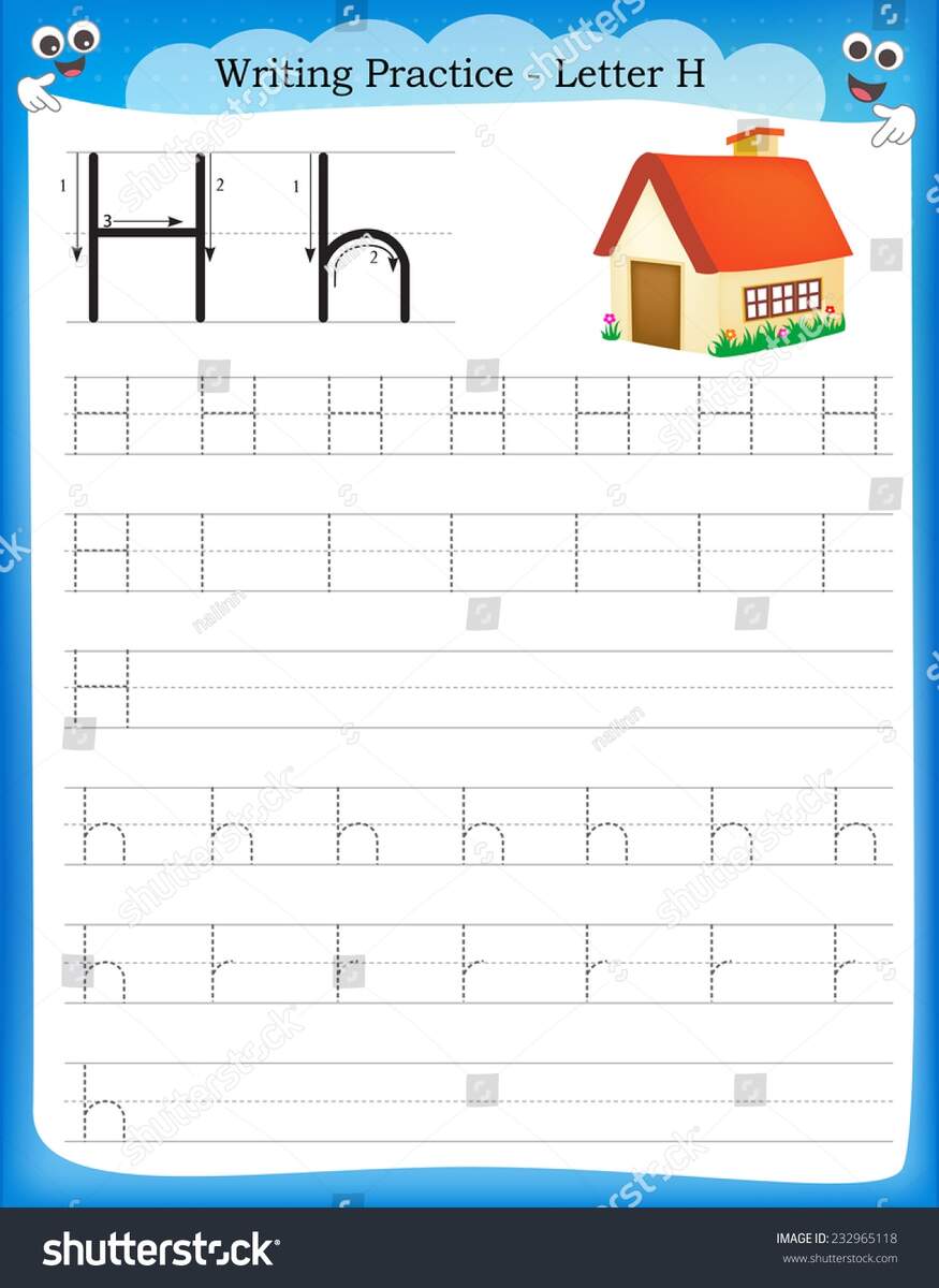 Writing Practice Letter H Printable Worksheet Stock Vector Royalty Free 232965118 Shutterstock Writing Practice Letter H Printable Worksheet Stock Vector Royalty Free 232965118 Shutterstock